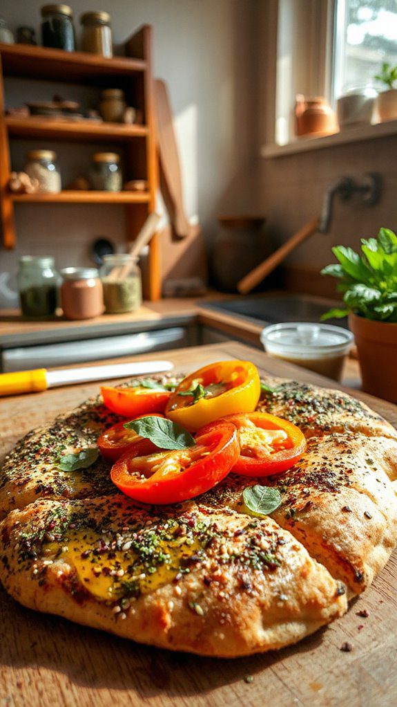 za atar topped pita pizza