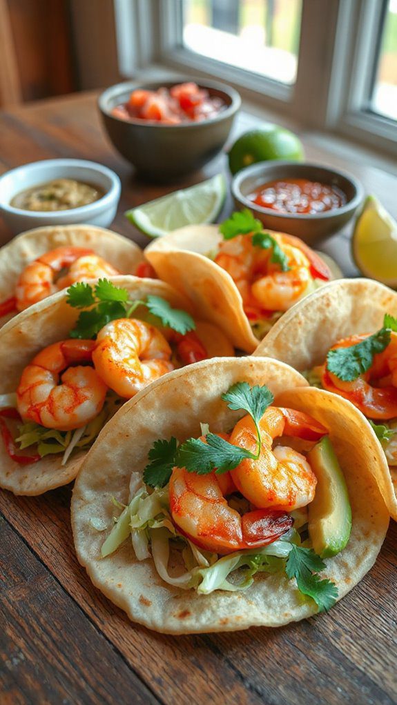 zesty shrimp filled tortillas