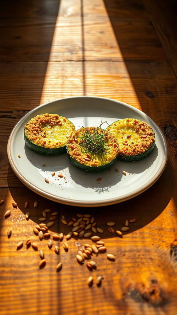zucchini coated with seeds
