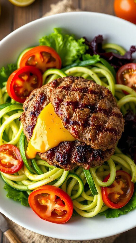 zucchini noodle burger bowls