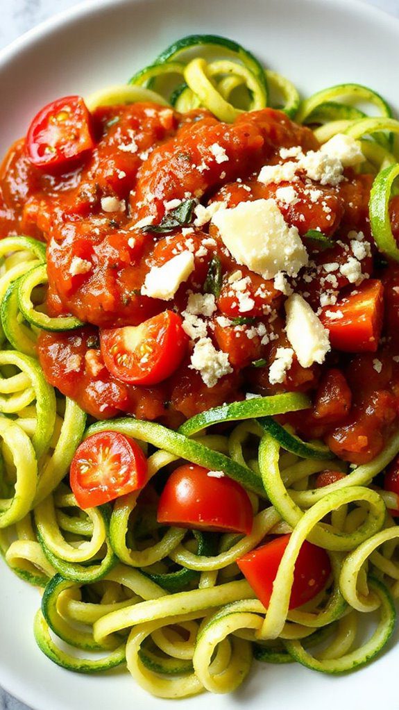 zucchini noodles topped marinara zucchini noodles topped marinara