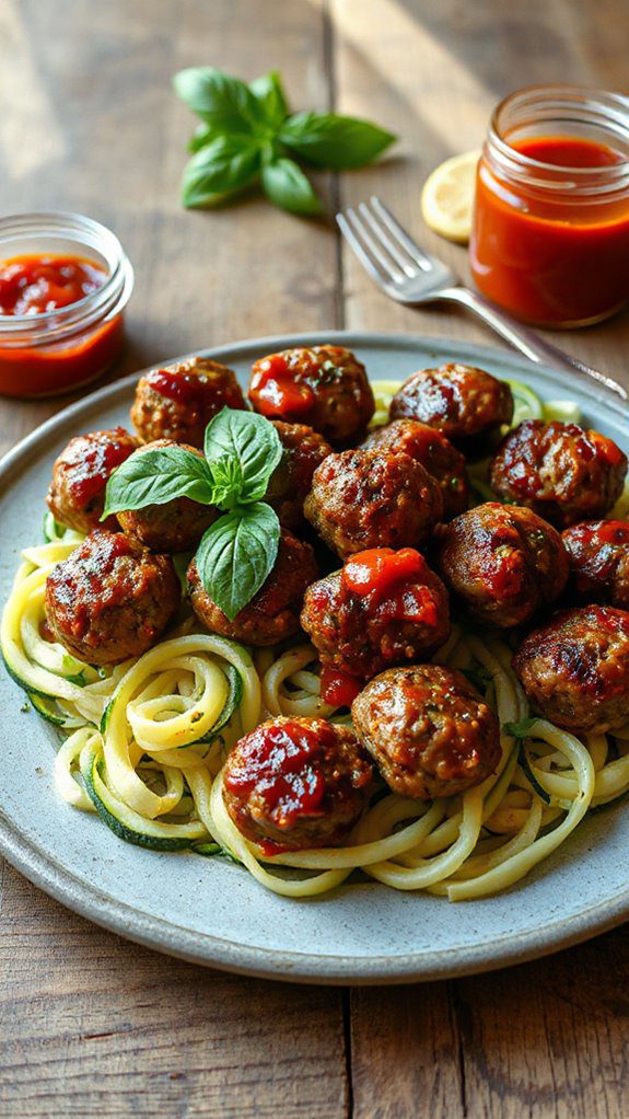 zucchini noodles with meatballs