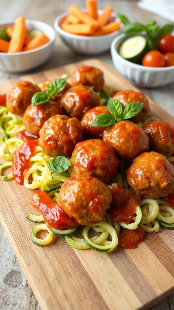 zucchini noodles with meatballs zucchini noodles with meatballs