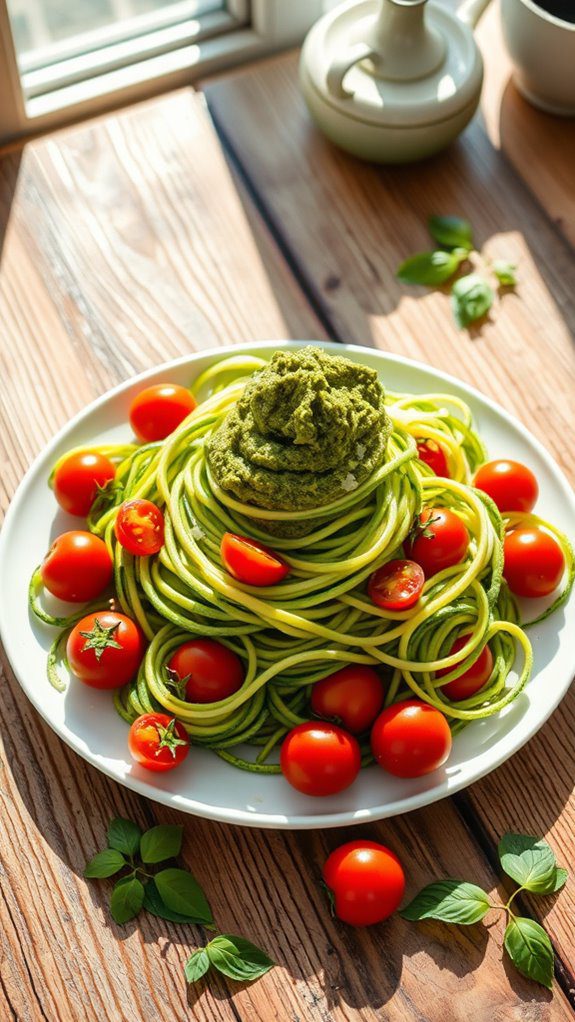 zucchini noodles with pesto