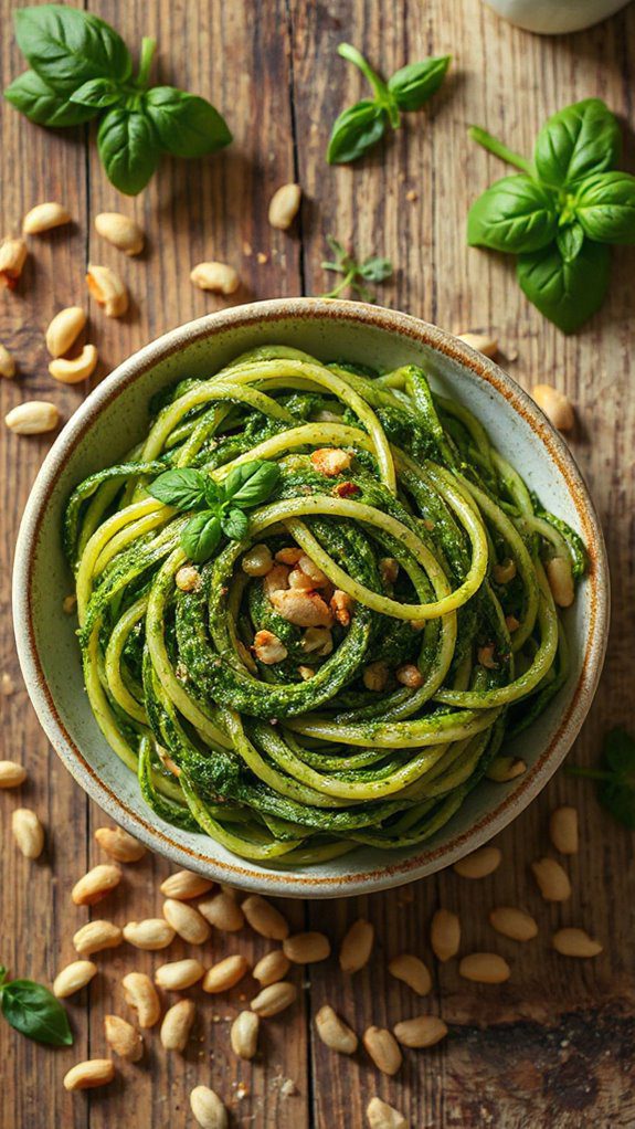 zucchini noodles with pesto