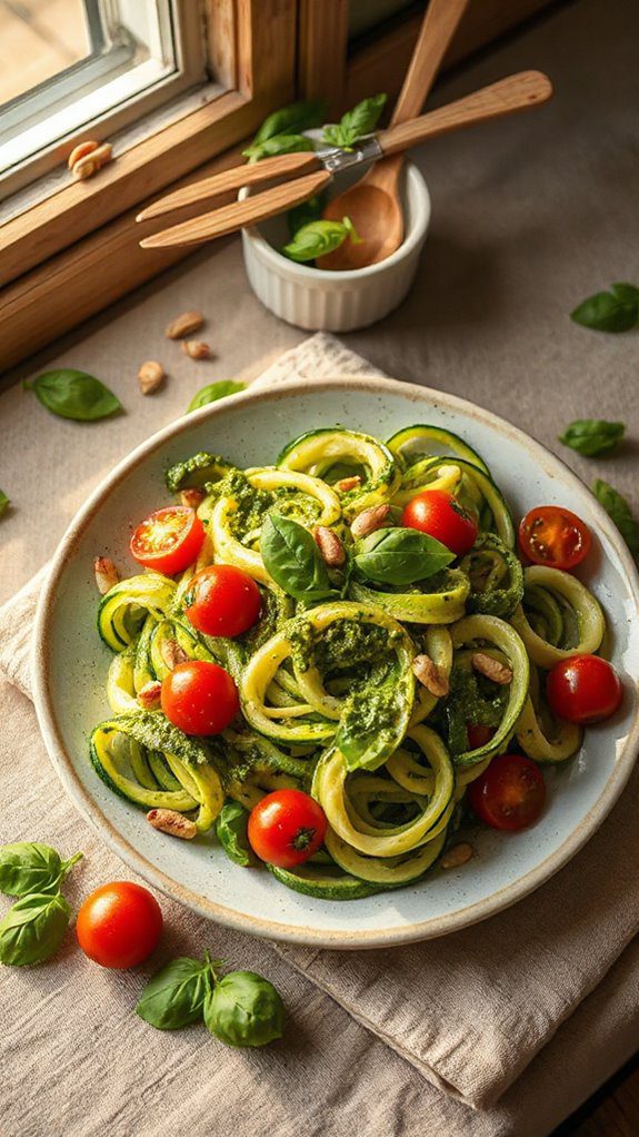 zucchini noodles with pesto zucchini noodles with pesto