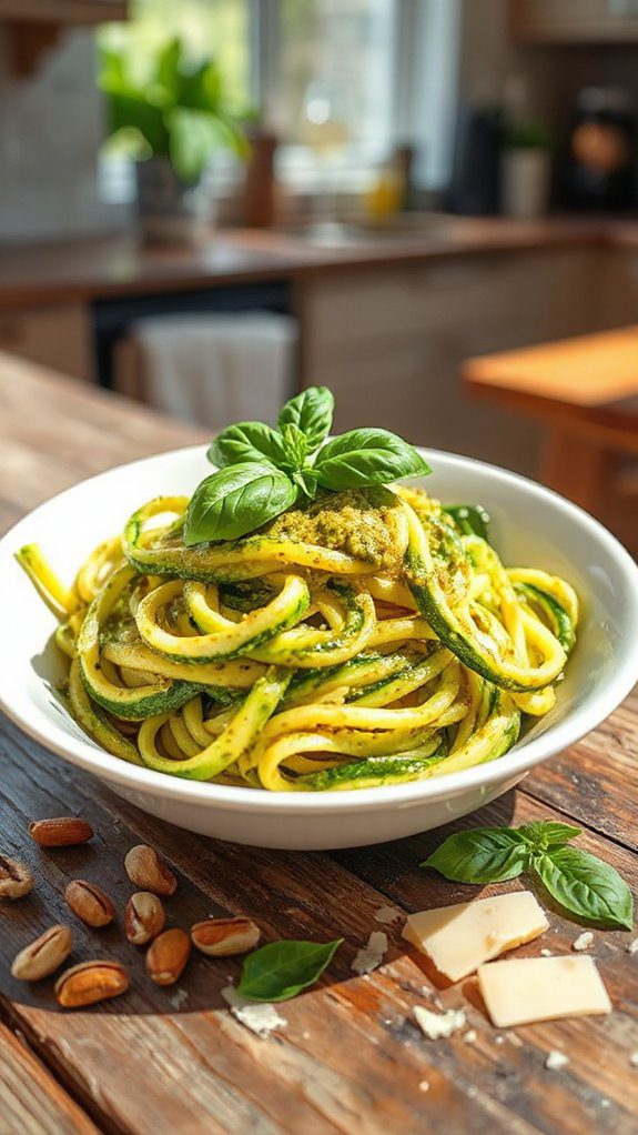 zucchini noodles with pesto zucchini noodles with pesto