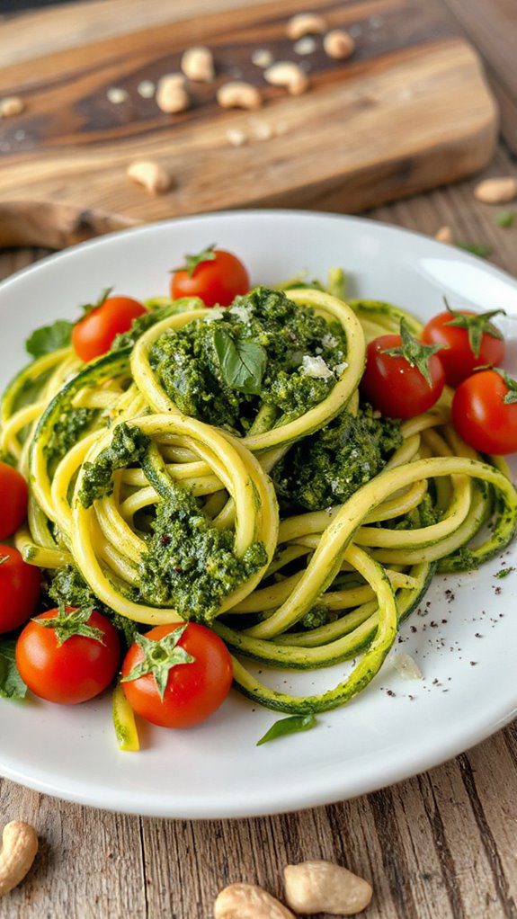 zucchini noodles with pesto