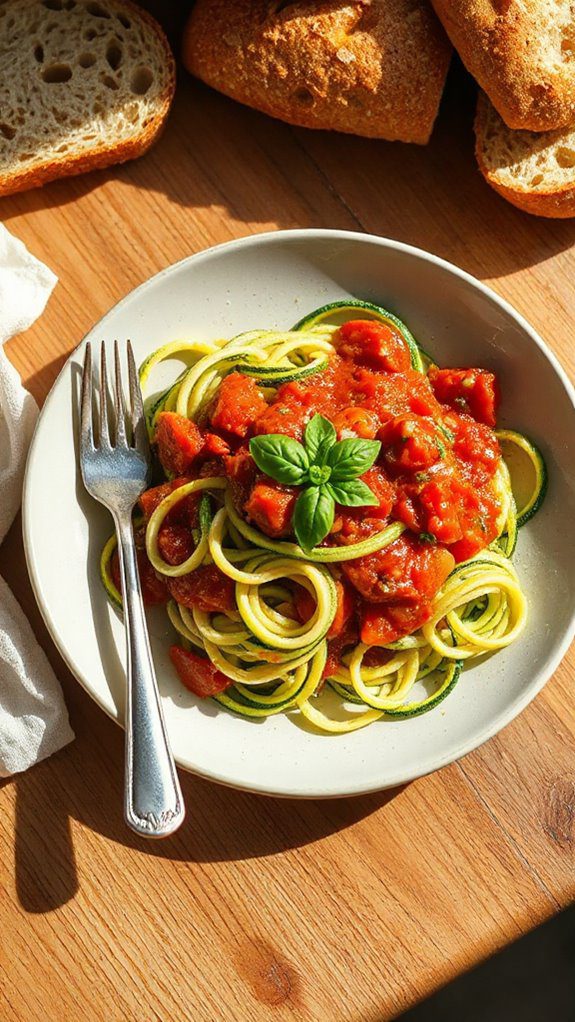 zucchini noodles with sauce