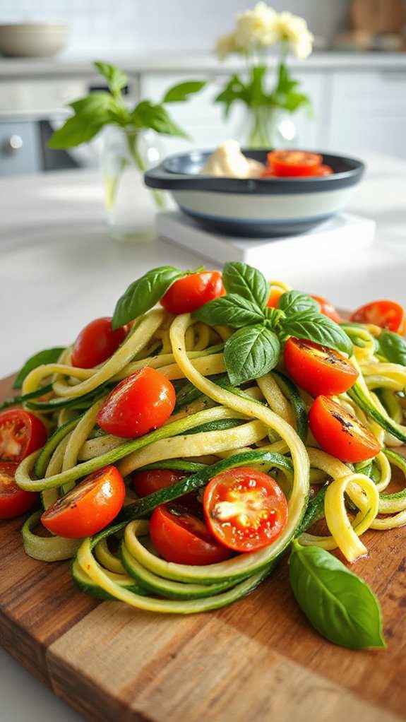 zucchini noodles with tomatoes
