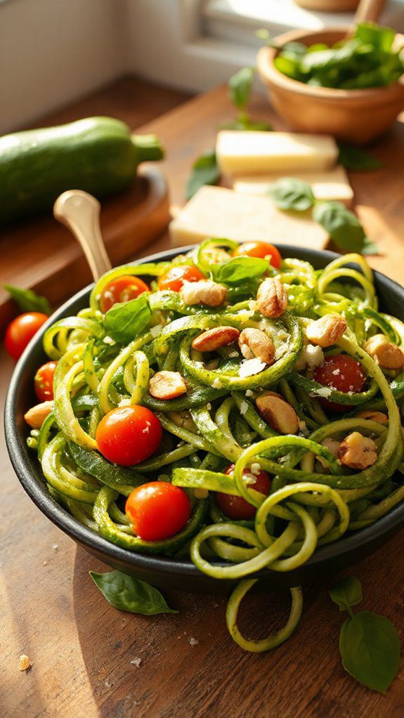 zucchini pasta with pesto zucchini pasta with pesto