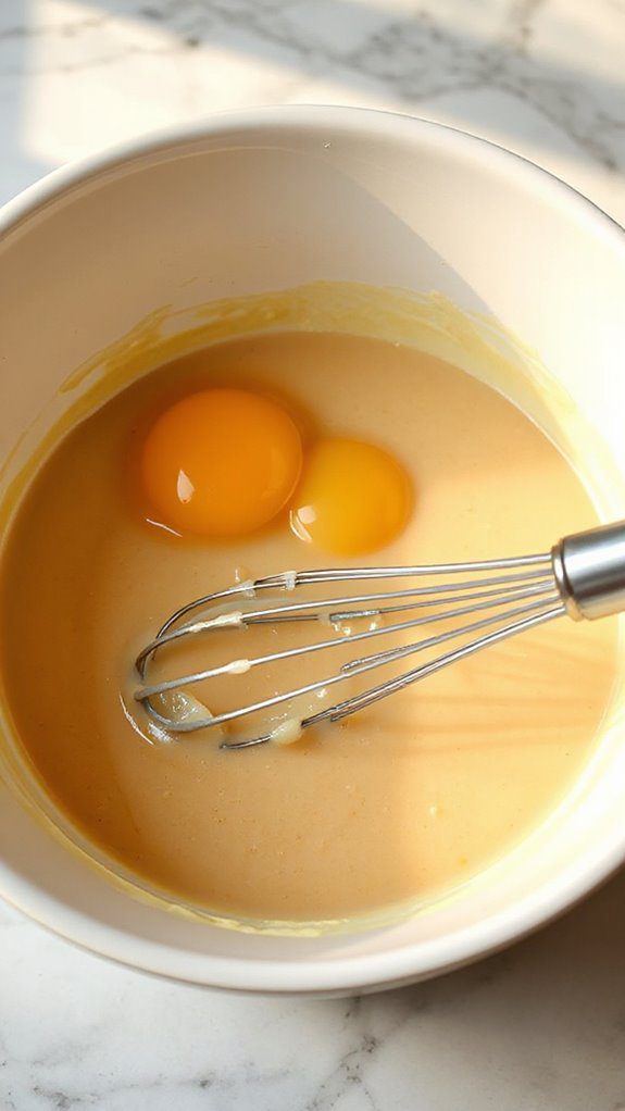 add eggs for emulsification add eggs for emulsification