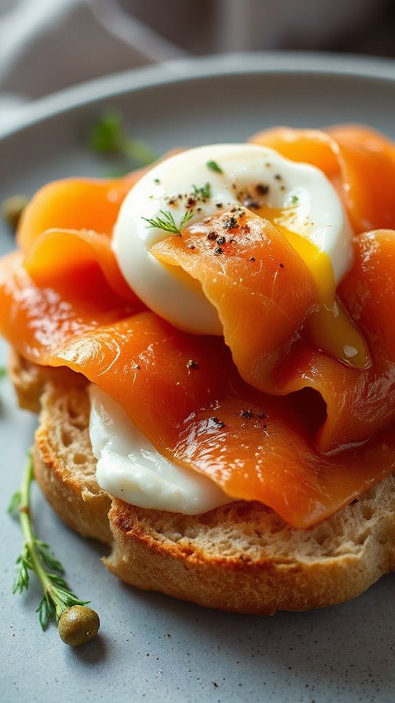 add slices of salmon add slices of salmon