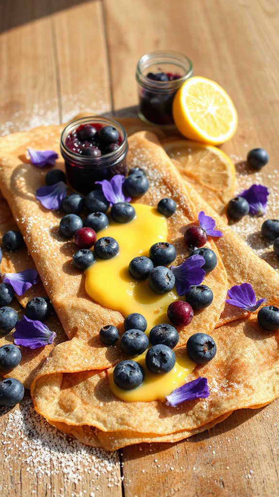 blueberry lemon curd crepes