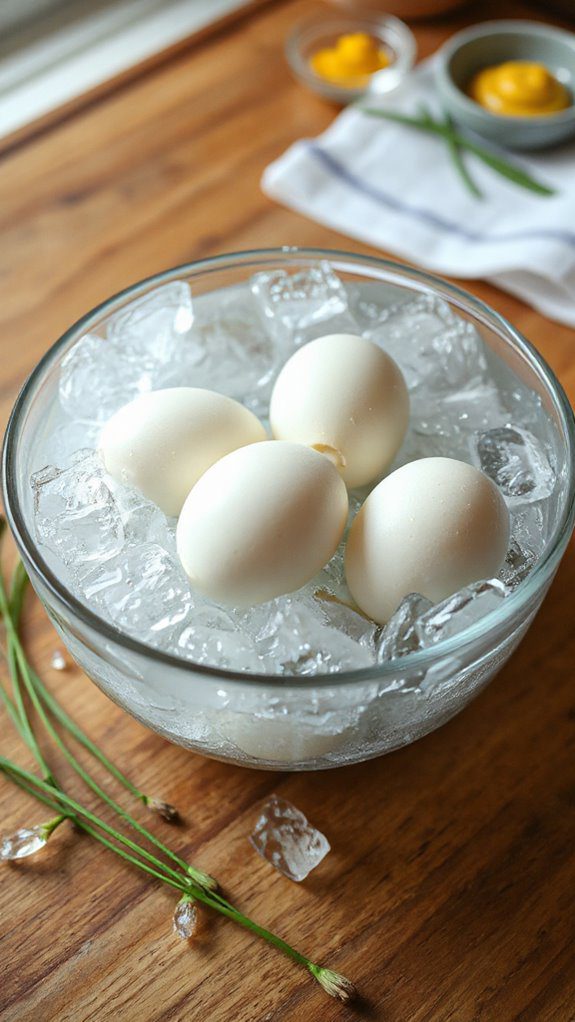 chill eggs in ice