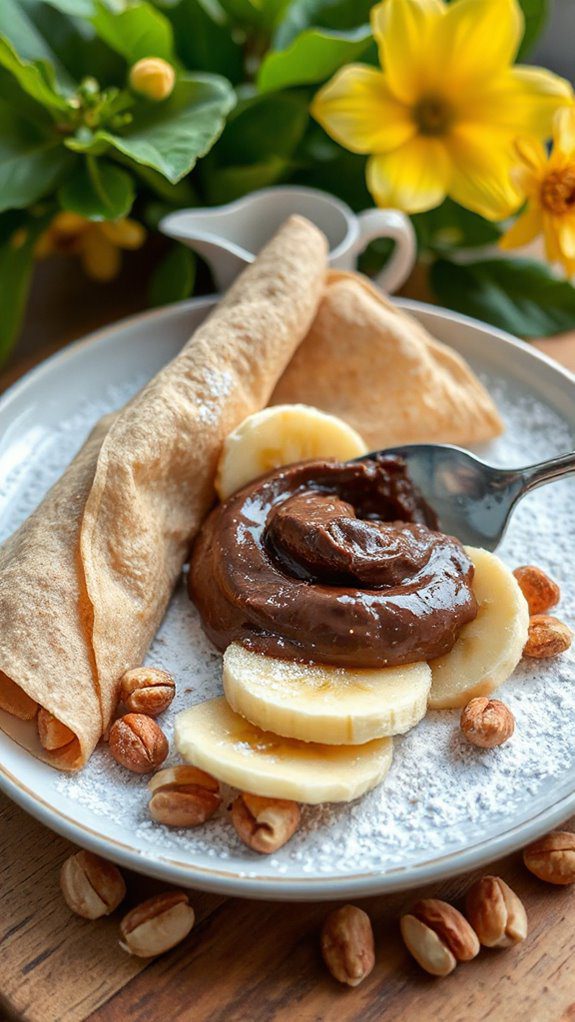 chocolate hazelnut banana crepes
