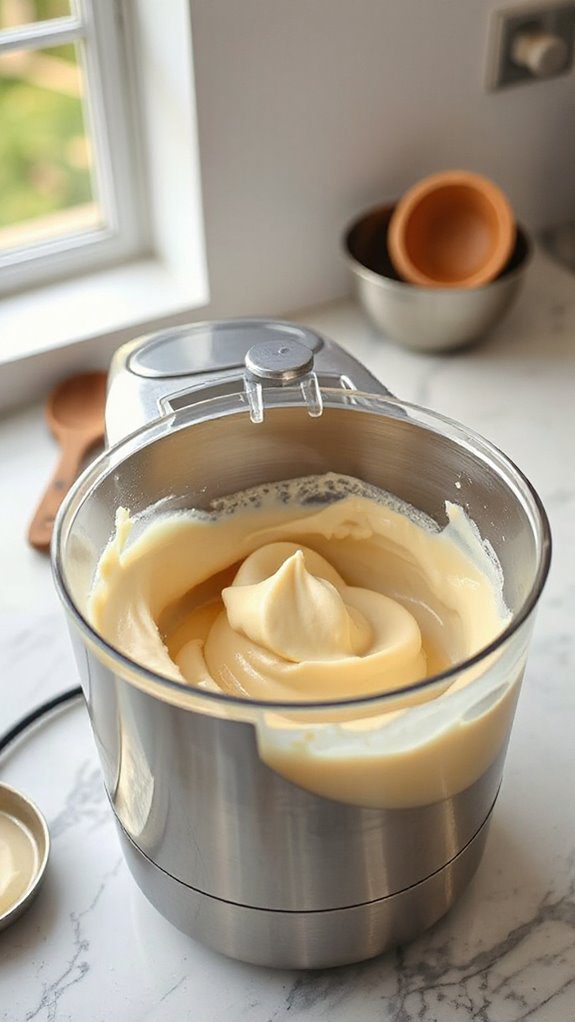 churn custard for smoothness