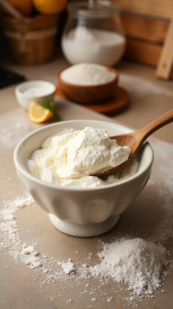 combine ricotta with sugar