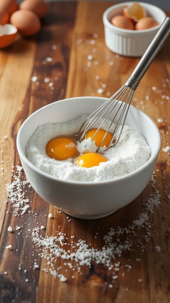 combine sugar with eggs