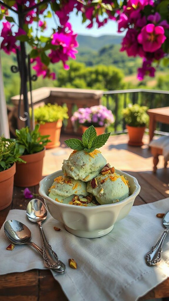 creamy pistachio ricotta ice cream