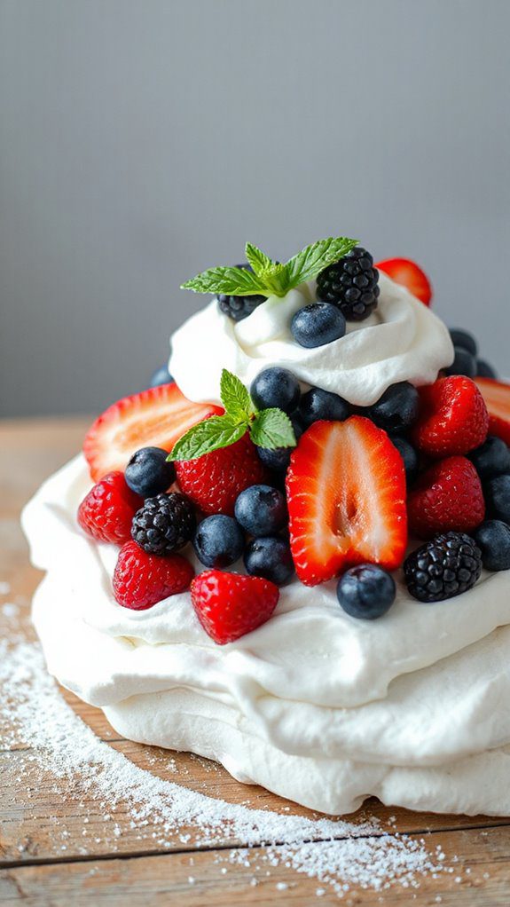 crisp meringue fresh berries