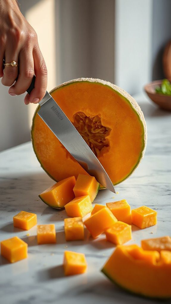 cube ripe cantaloupe uniformly cube ripe cantaloupe uniformly