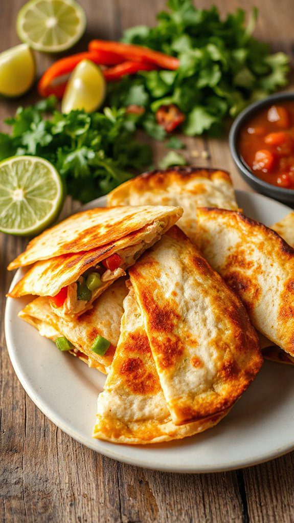 cut into triangular pieces