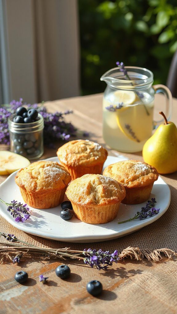 delightful floral fruit muffins
