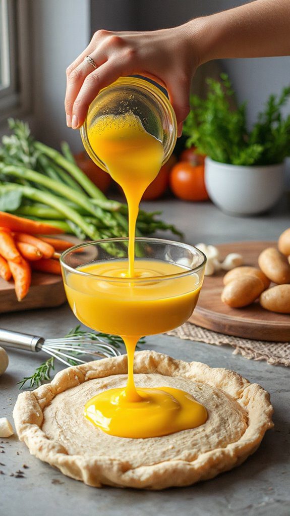 distribute egg mixture evenly