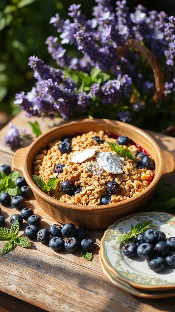 einkorn blueberry crumble dessert
