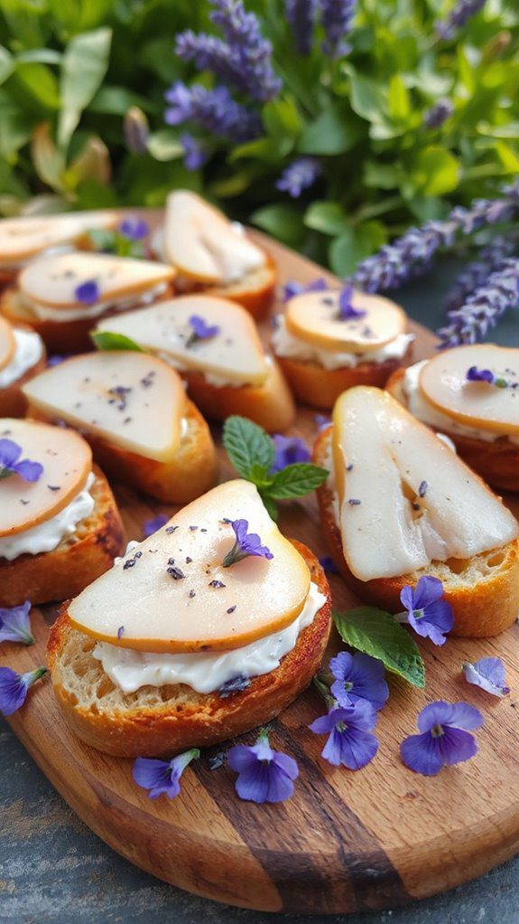 elegant lavender pear crostini