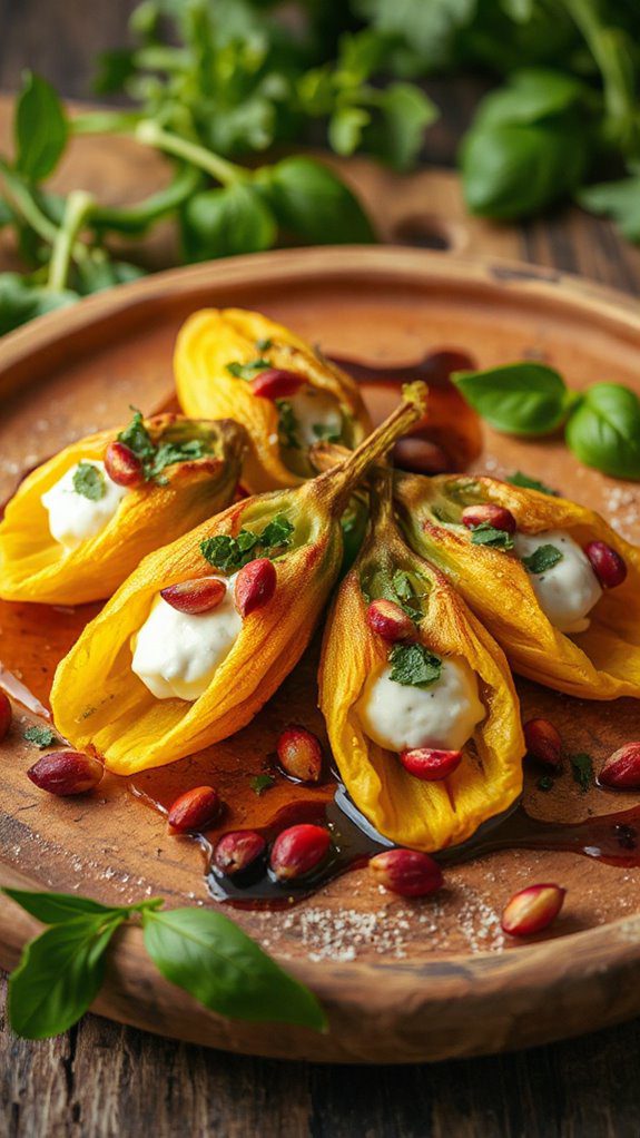 elegant stuffed zucchini blossoms
