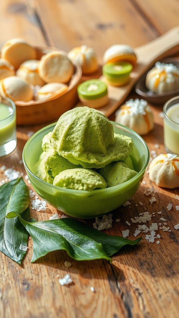 exotic pandan leaf ice cream