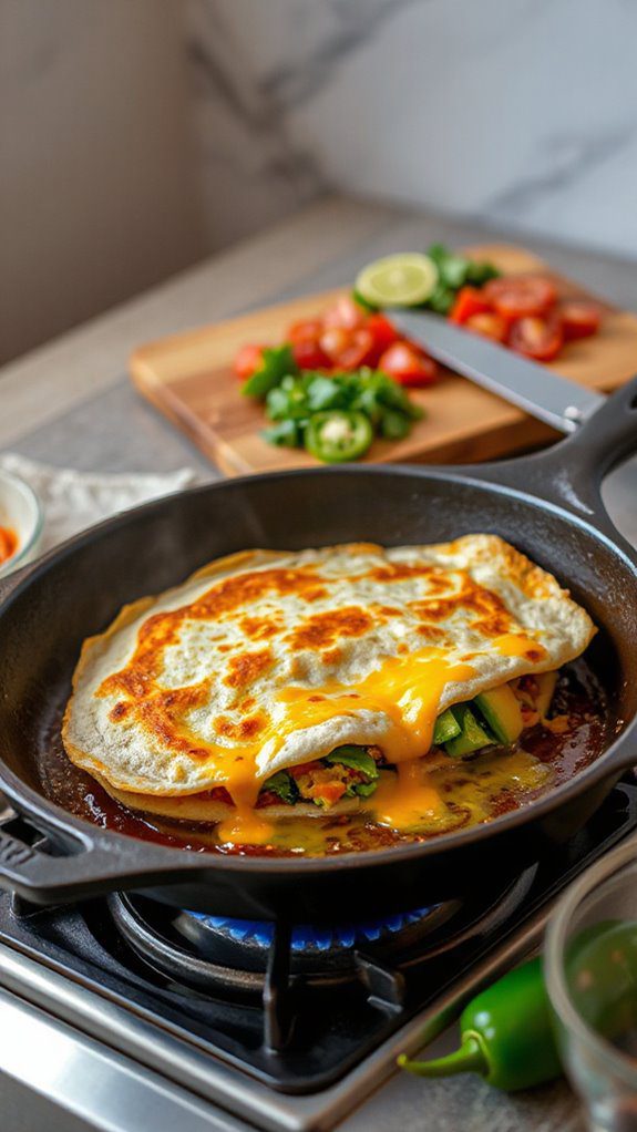 flip quesadilla until golden