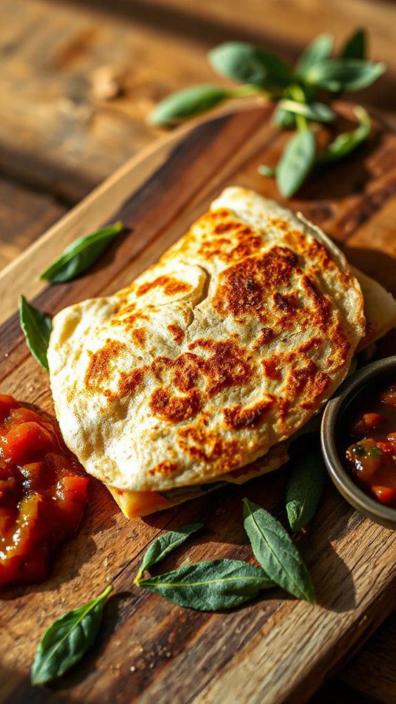 fold quesadilla in half