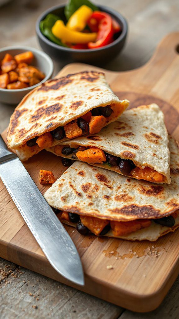 folded and sliced quesadillas