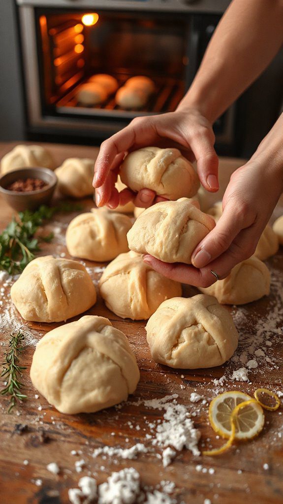 form the dough buns