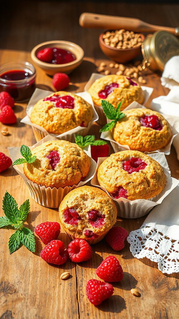 gluten free raspberry buckwheat muffins