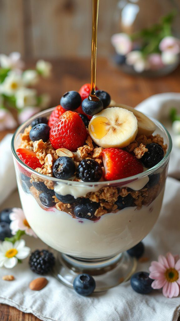 granola and yogurt layering
