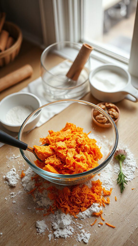 grate carrots into mixture