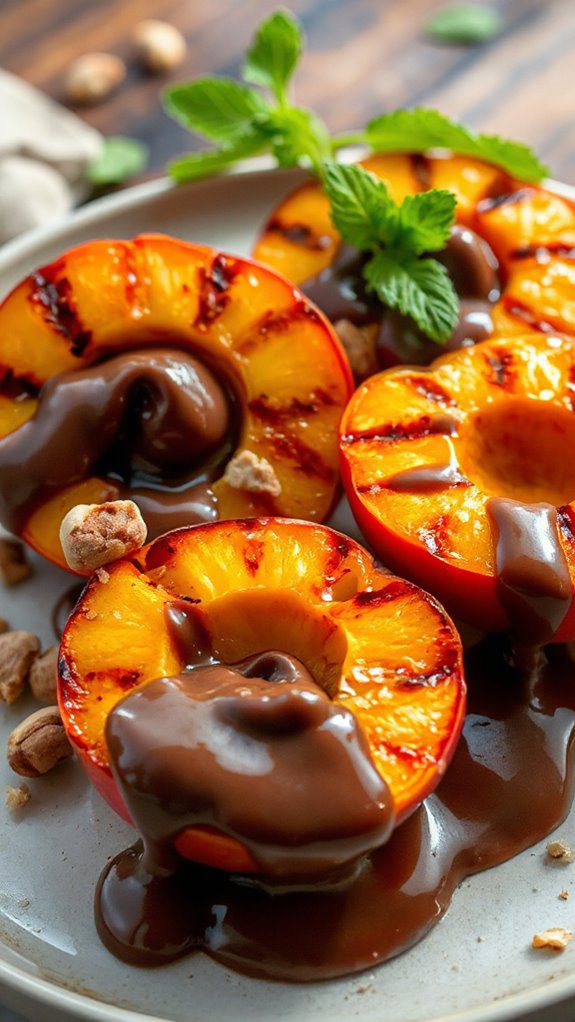 grilled peaches with hazelnut drizzle grilled peaches with hazelnut drizzle