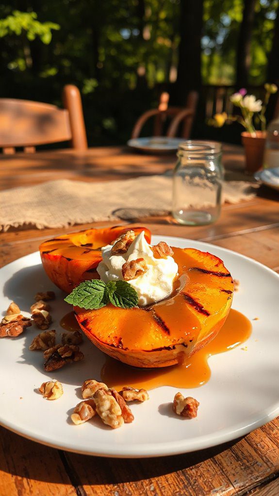 grilled peaches with walnuts