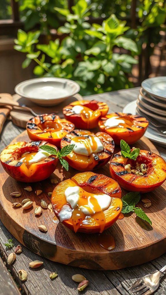 grilled peaches with yogurt