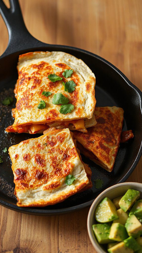 heat quesadilla on skillet