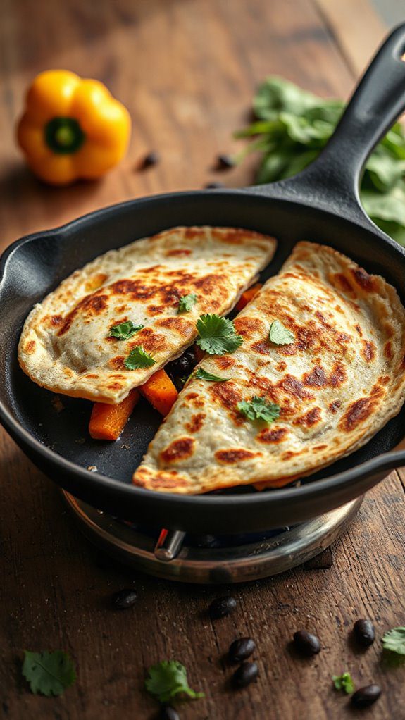 heat quesadillas in skillet