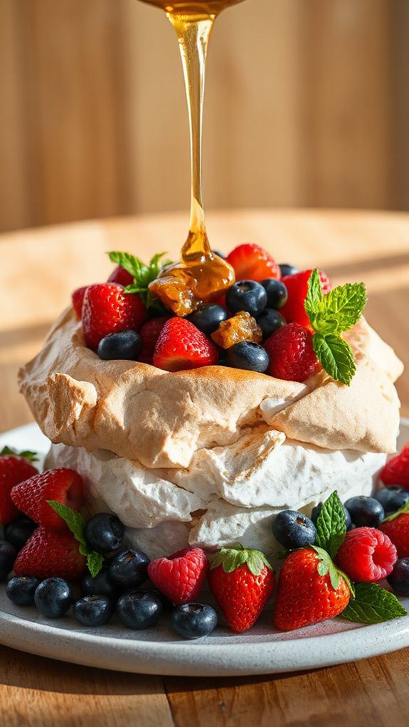 honeycomb pavlova summer dessert