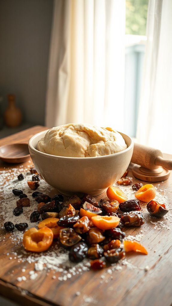 incorporate dried fruits dough