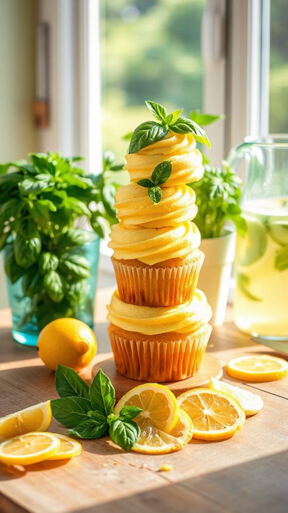 lemon basil summer cupcakes