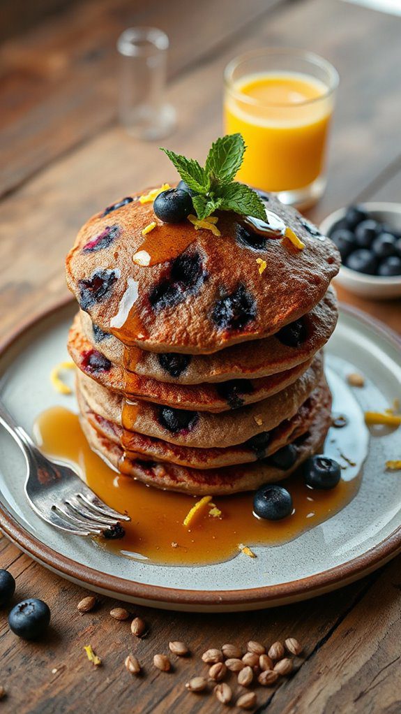 nutritious blueberry buckwheat pancakes