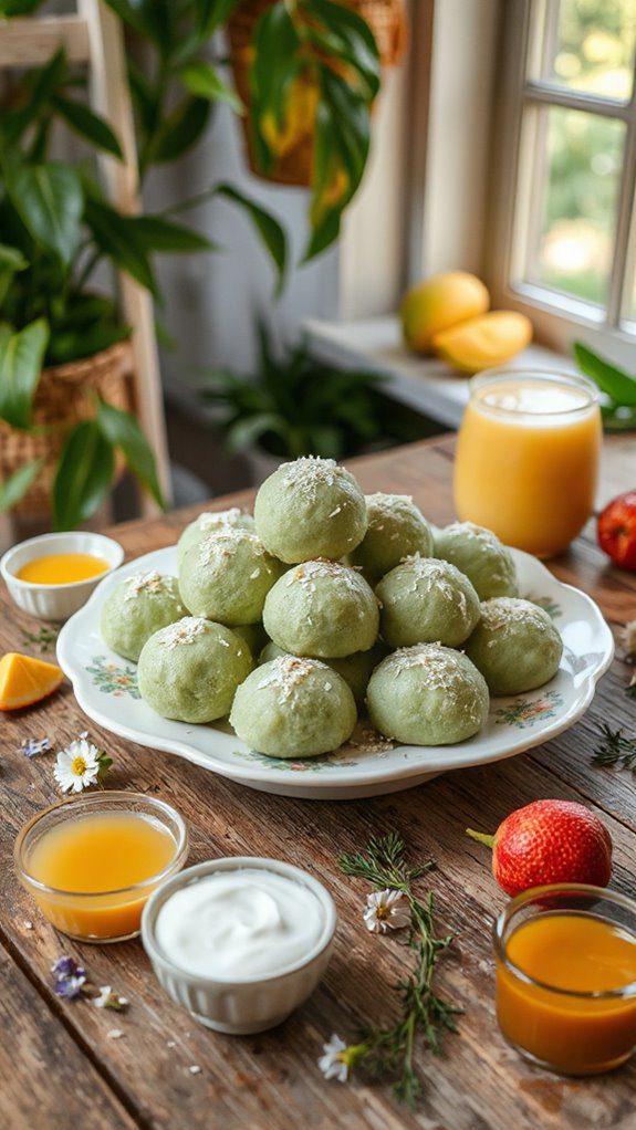 pandan rice balls dessert